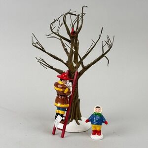 Department 56 Snow Village Fireman Rescuing Cat Tree Small Multicolor